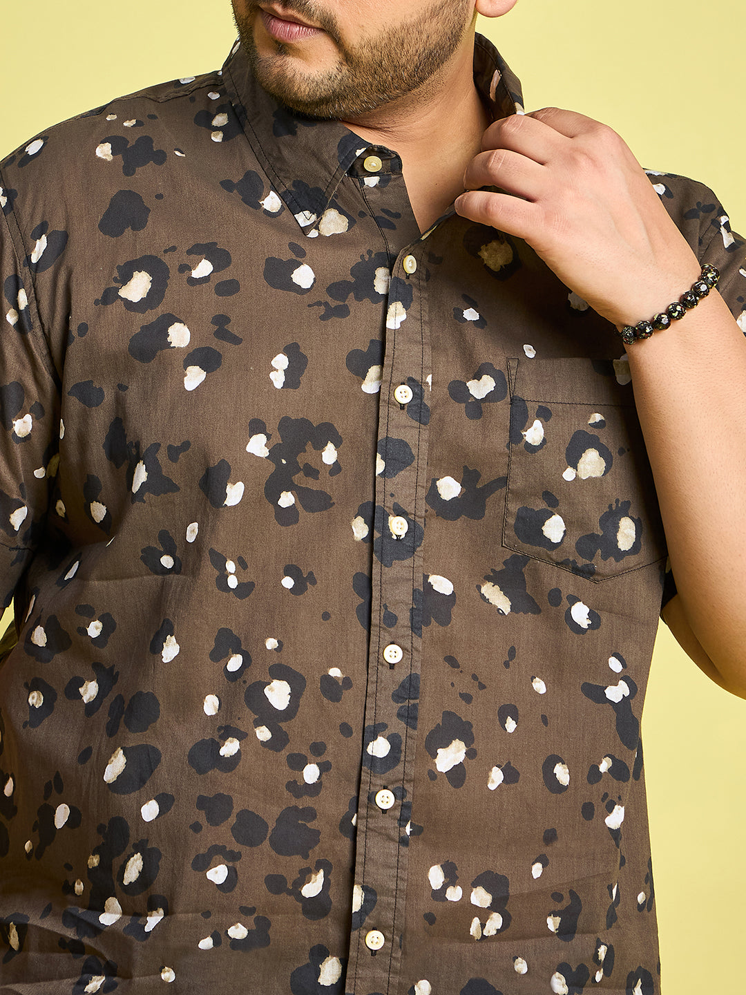 Men Plus Size Xzlum Floral Printed brown Shirt - bigbanana