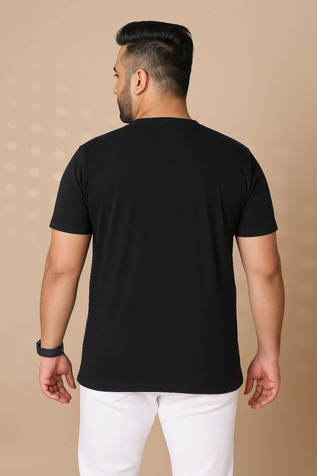 Men Plus Size Yee Striped Black Round Neck Tshirt - bigbanana