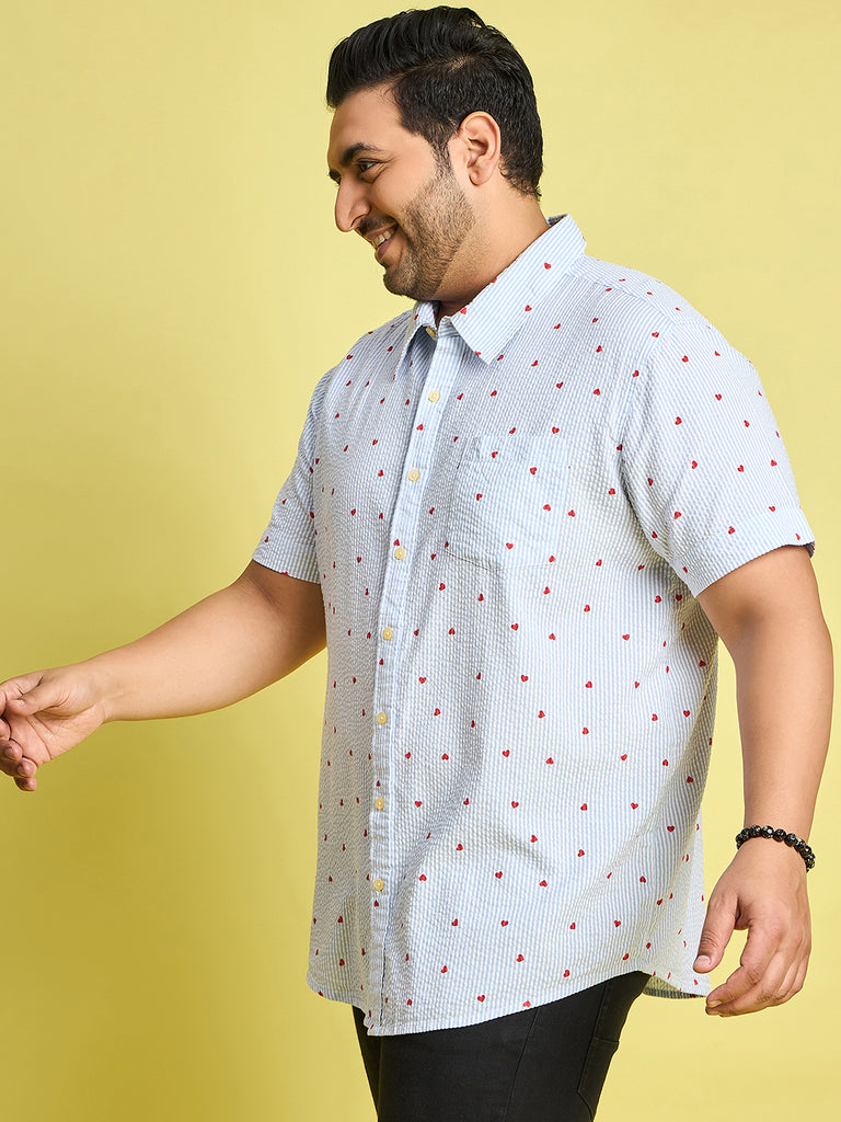 Men Plus Size Zadok Heart Printed Multi Color shirt - bigbanana