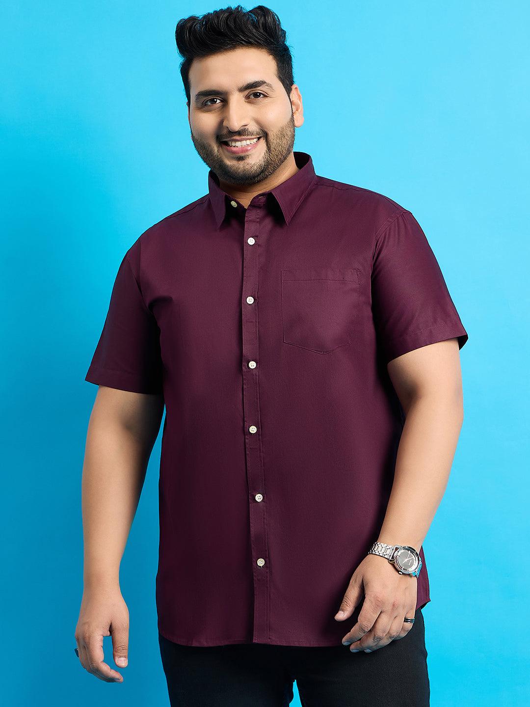 Men Plus Size Zenzo-Purple Solid Shirt - bigbanana