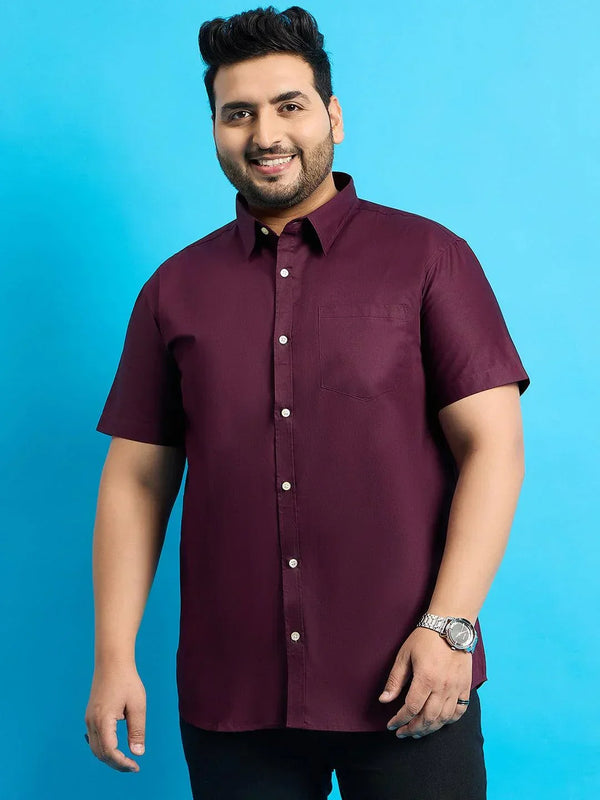 Men Plus Size Zenzo-Purple Solid Shirt