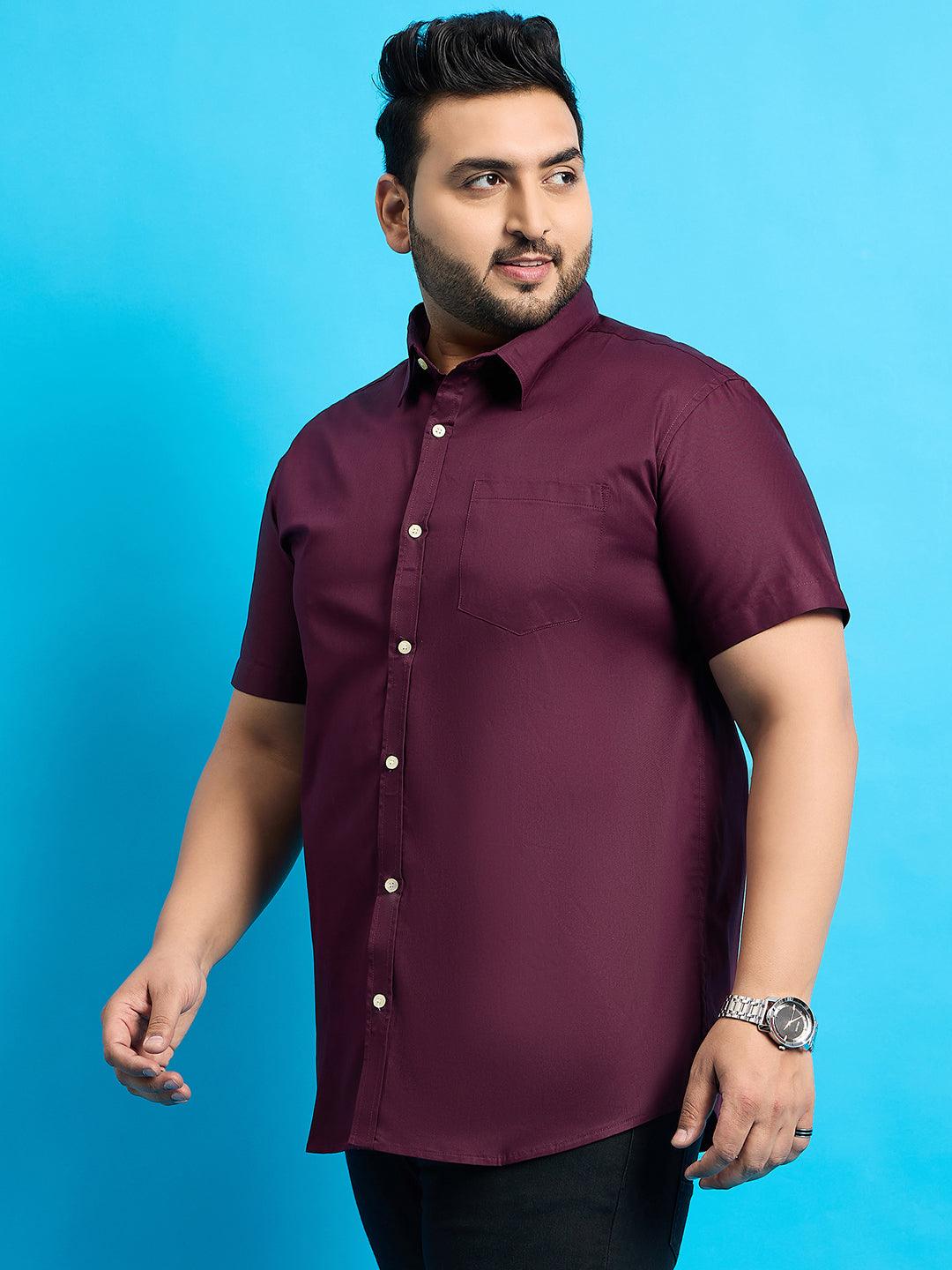 Men Plus Size Zenzo-Purple Solid Shirt - bigbanana