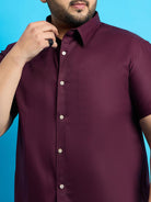 Men Plus Size Zenzo-Purple Solid Shirt - bigbanana