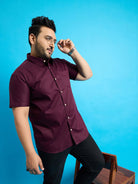 Men Plus Size Zenzo-Purple Solid Shirt - bigbanana