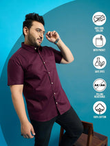Men Plus Size Zenzo-Purple Solid Shirt - bigbanana