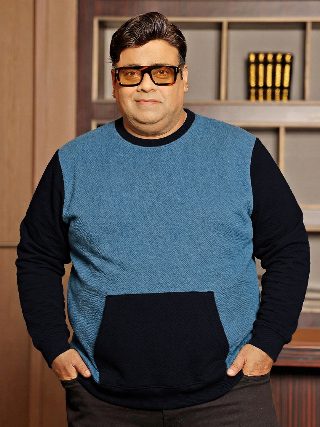 Men Plus Size Zerk Multicolor Colorblock Sweatshirt