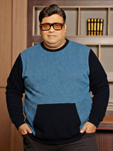 Men Plus Size Zerk Multicolor Colorblock Sweatshirt