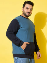 Men Plus Size Zerk Multicolor Colorblock Sweatshirt
