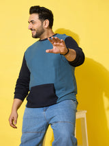 Men Plus Size Zerk Multicolor Colorblock Sweatshirt