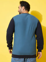Men Plus Size Zerk Multicolor Colorblock Sweatshirt