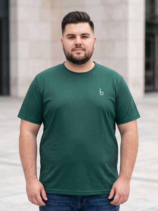 Men Plus Size Vaporcrew-Green Solid Green Round Neck