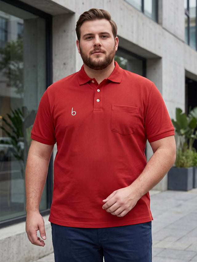 Men Plus Size Brew-Red Red Solid Polo Tshirts