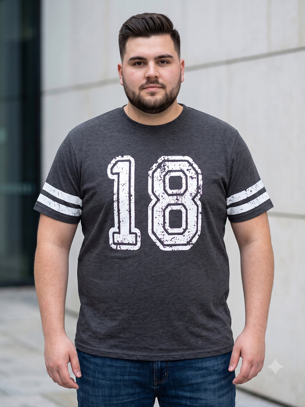 Men Plus Size Sudan Dark Grey Printed Round Neck Tshirts