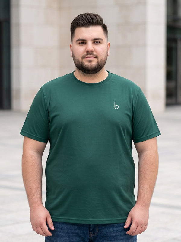 Men Plus Size Vaporcrew-Green Solid Green Round Neck
