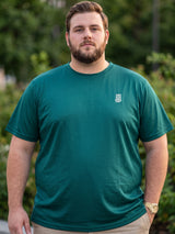Men Plus Size Hiddenmist-Green Solid Green Round Neck Tshirt