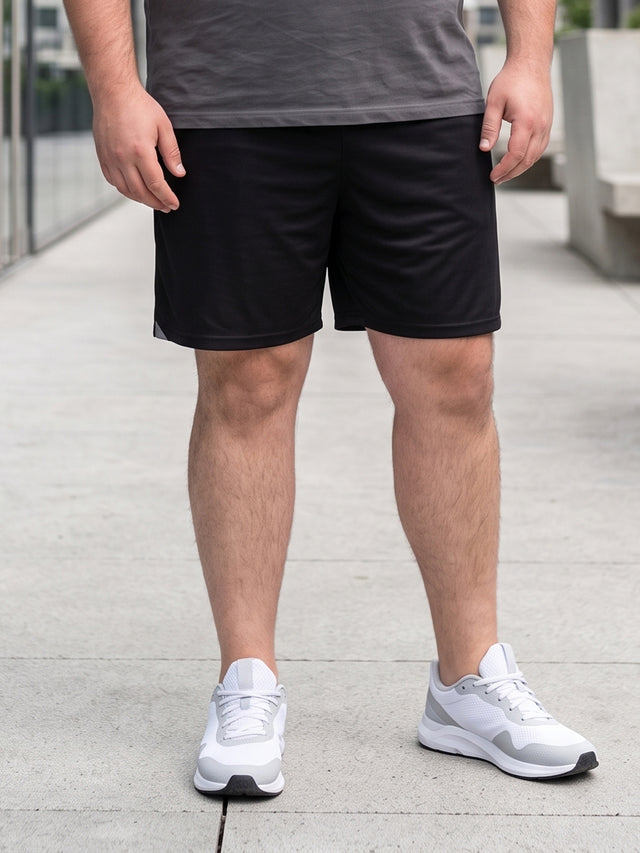 Men Plus Size Turbo-Black Black Solid Shorts