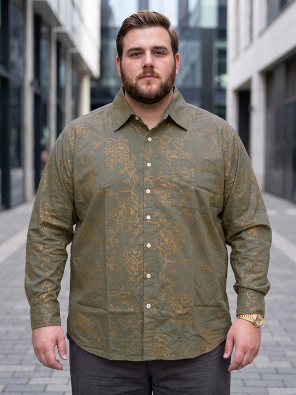 Men Plus Size Turlough Brown Printed Shirts