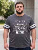 Men Plus Size Carbon Dark Grey Printed Round Neck Tshirts