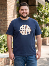 Men Plus Size Icebold Navy-Blue Printed Round Neck Tshirt
