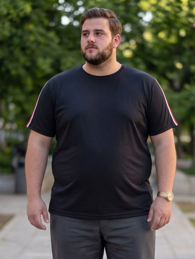 Men Plus Size Dote Solid Round Neck Tshirt