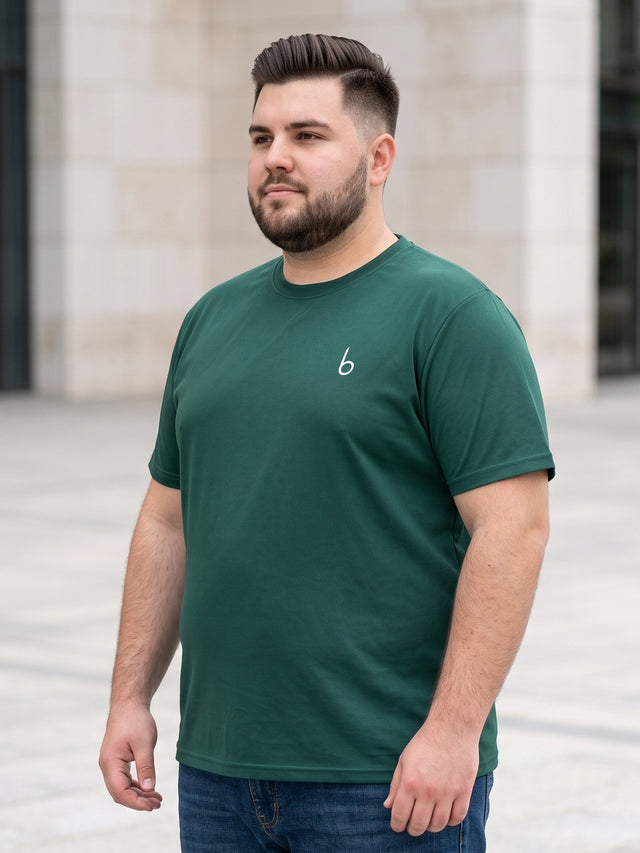 Men Plus Size Vaporcrew-Green Solid Green Round Neck