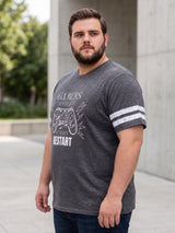 Men Plus Size Carbon Dark Grey Printed Round Neck Tshirts