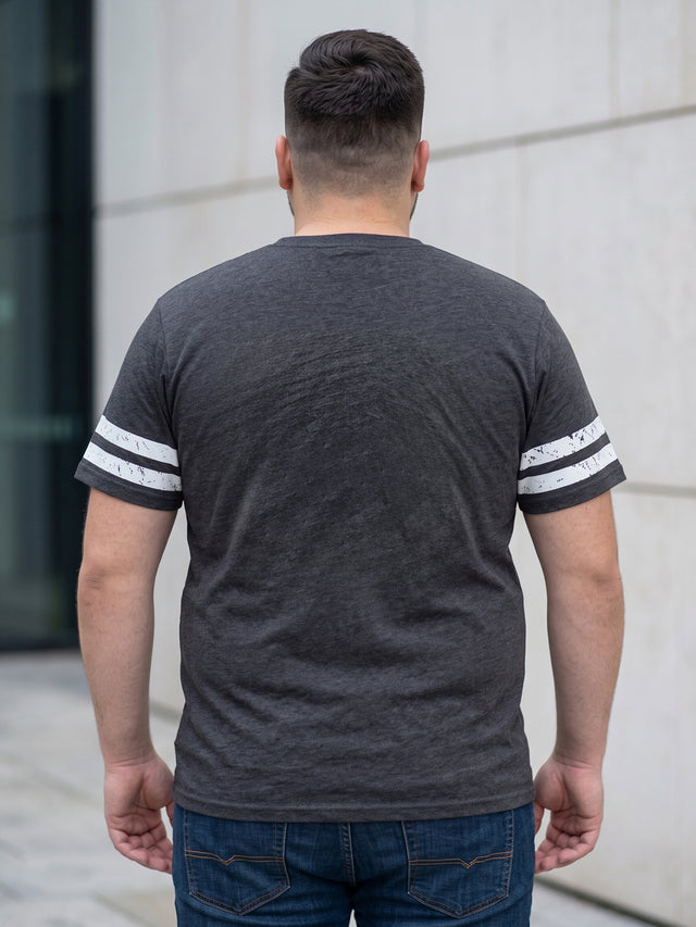 Men Plus Size Sudan Dark Grey Printed Round Neck Tshirts