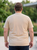 Men Plus Size Prisme Solid Beige Round Neck Tshirt