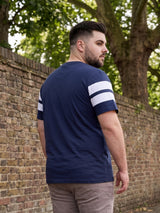 Men Plus Size Bridge Navy Colorblock Round Neck Tshirt