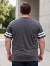 Men Plus Size Carbon Dark Grey Printed Round Neck Tshirts
