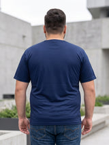 Men Plus Size Hiddenmist-Navy Blue Solid Navy Blue Round Neck Tshirt