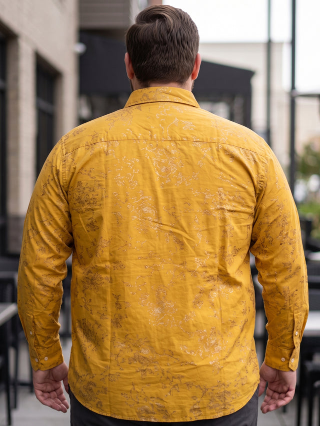 Men Plus Size Senan Mustard Printed Shirts