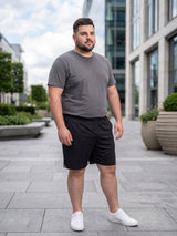 Men Plus Size Turbo-Black Black Solid Shorts