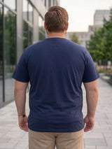 Men Plus Size Frequency Navy Printed Round Neck Tshirt