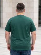 Men Plus Size Vaporcrew-Green Solid Green Round Neck
