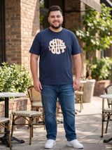 Men Plus Size Icebold Navy-Blue Printed Round Neck Tshirt