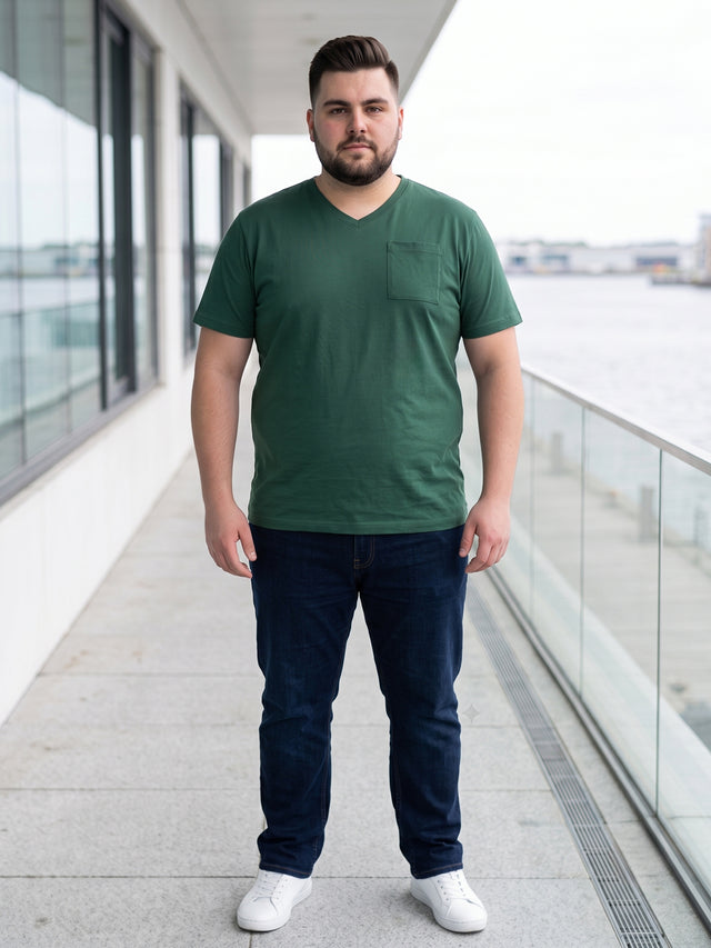 Men Plus Size Bitter Solid V-Neck Tshirt