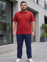 Men Plus Size Brew-Red Red Solid Polo Tshirts