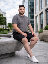 Men Plus Size Turbo-Black Black Solid Shorts