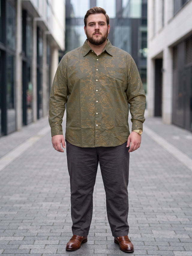 Men Plus Size Turlough Brown Printed Shirts