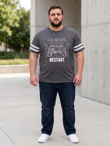 Men Plus Size Carbon Dark Grey Printed Round Neck Tshirts