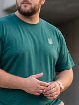 Men Plus Size Hiddenmist-Green Solid Green Round Neck Tshirt