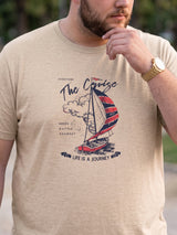 Men Plus Size Prisme Solid Beige Round Neck Tshirt