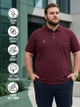 Men Plus Size Brew-Maroon Maroon Solid Polo Tshirts