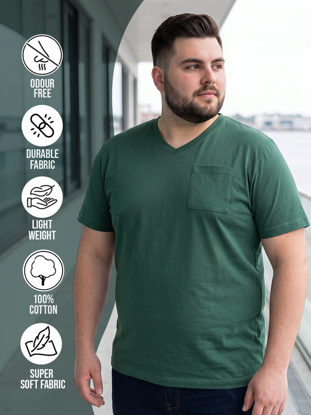 Men Plus Size Bitter Solid V-Neck Tshirt