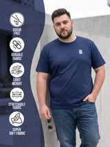 Men Plus Size Hiddenmist-Navy Blue Solid Navy Blue Round Neck Tshirt