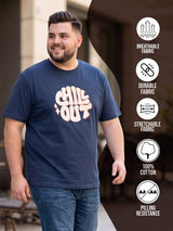 Men Plus Size Icebold Navy-Blue Printed Round Neck Tshirt