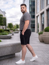 Men Plus Size Turbo-Black Black Solid Shorts