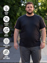 Men Plus Size Dote Solid Round Neck Tshirt
