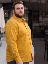 Men Plus Size Senan Mustard Printed Shirts